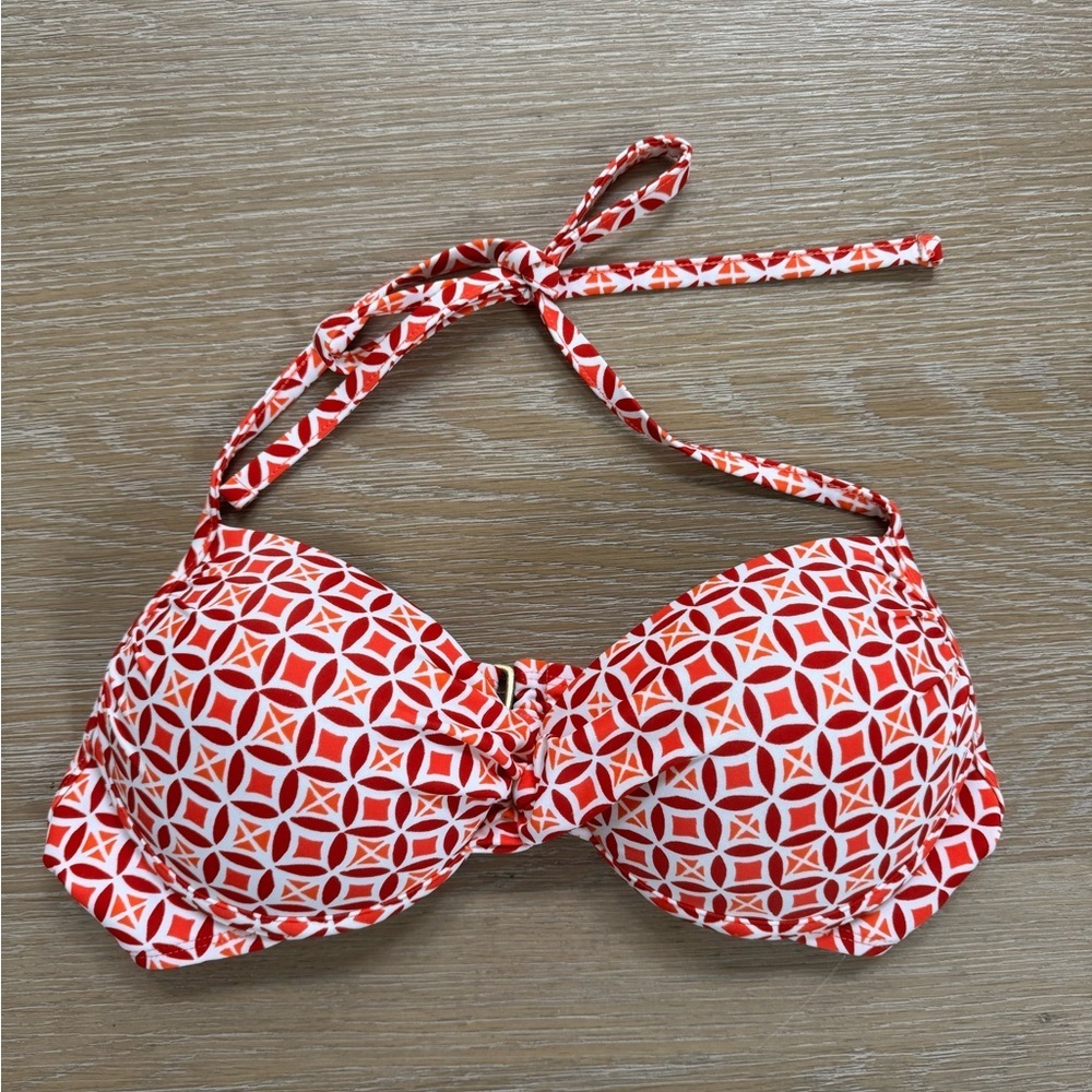 Stylus women’s Molded Twist Bandeau bikini Swim Top Geo Fusion design MEDIUM